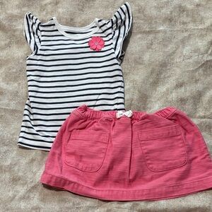 Carter's Striped Top and Pink Skirt Set